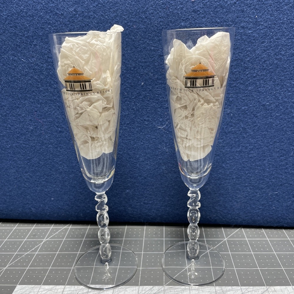 French Lick Springs Resort 2000 Flute Glasses Orange County Indiana New Years